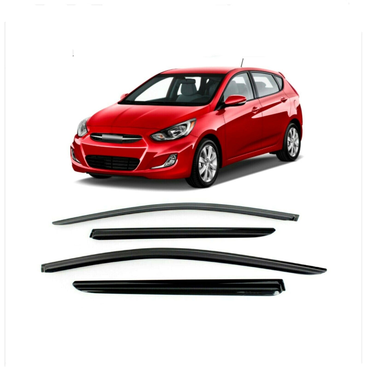 ALL-CARB Window Vent Visors Shade Sun Rain Wind Guards Deflectors Cover Acrylic Replacement for Hyundai Accent Hatchback 2012-2017 Outside 4 Pieces Black