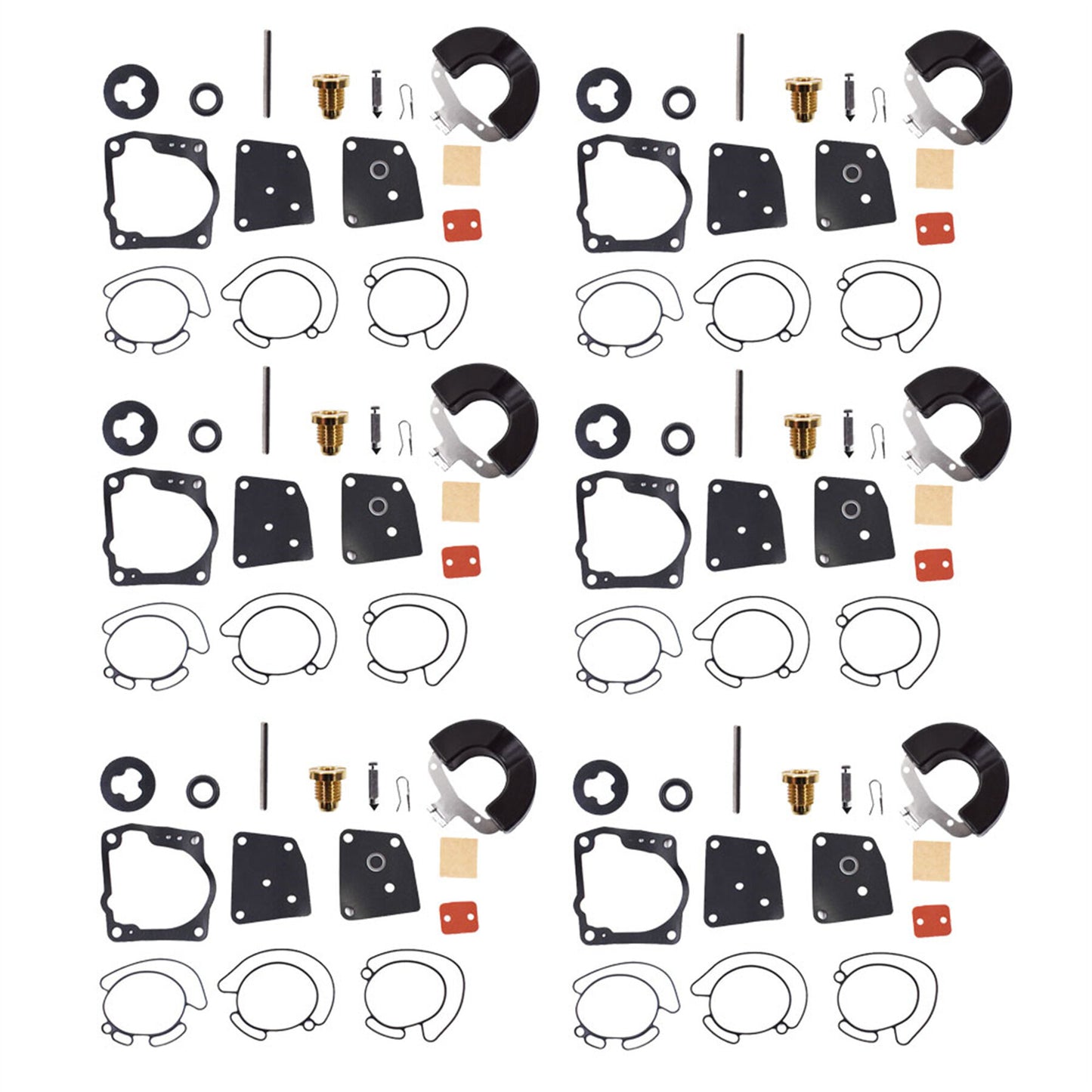 ALL-CARB 6 Pack New Carb Repair Kit Replacement for Johnson Evinrude V4 V6 (90-175 HP) 18-7247 436852 438996
