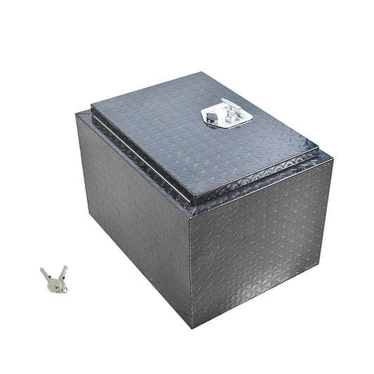 ALL-CARB 24 Inch Trailer Tongue Tool Box Aluminum Heavy Duty Truck Pickup Underbody Underbed Storage Organizer 5 Bar Tread Tool Box Weather Resistant Seal w/Lock & Keys Black