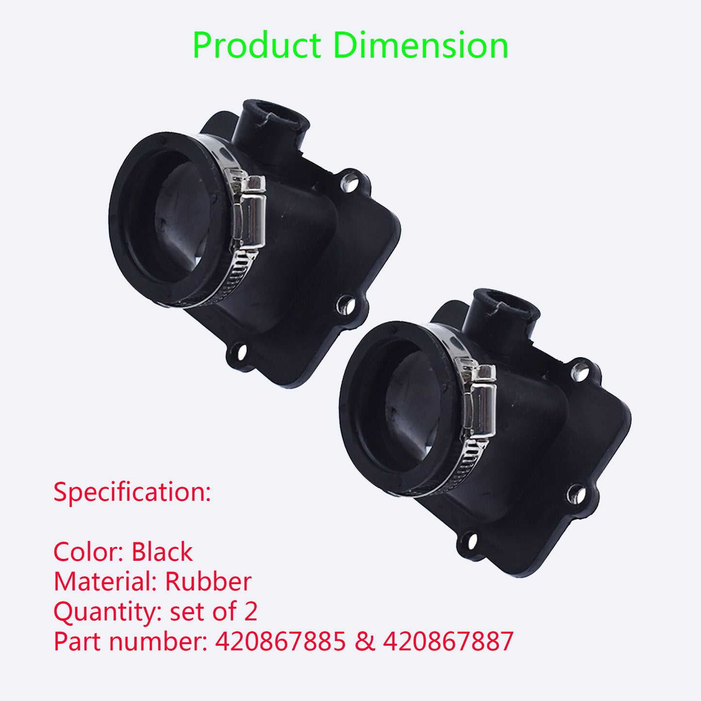ALL-CARB 2-Pack Rubber Carburetor Flange Carb Socket Intake Boots Replacement for Ski-Doo 500SS 420867887 420867885
