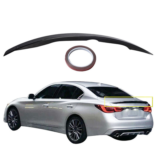 ALL-CARB Trunk Wing Spoiler Replacement for 2014-2022 Infiniti Q50 Painted Glossy Black VIP Style Sport