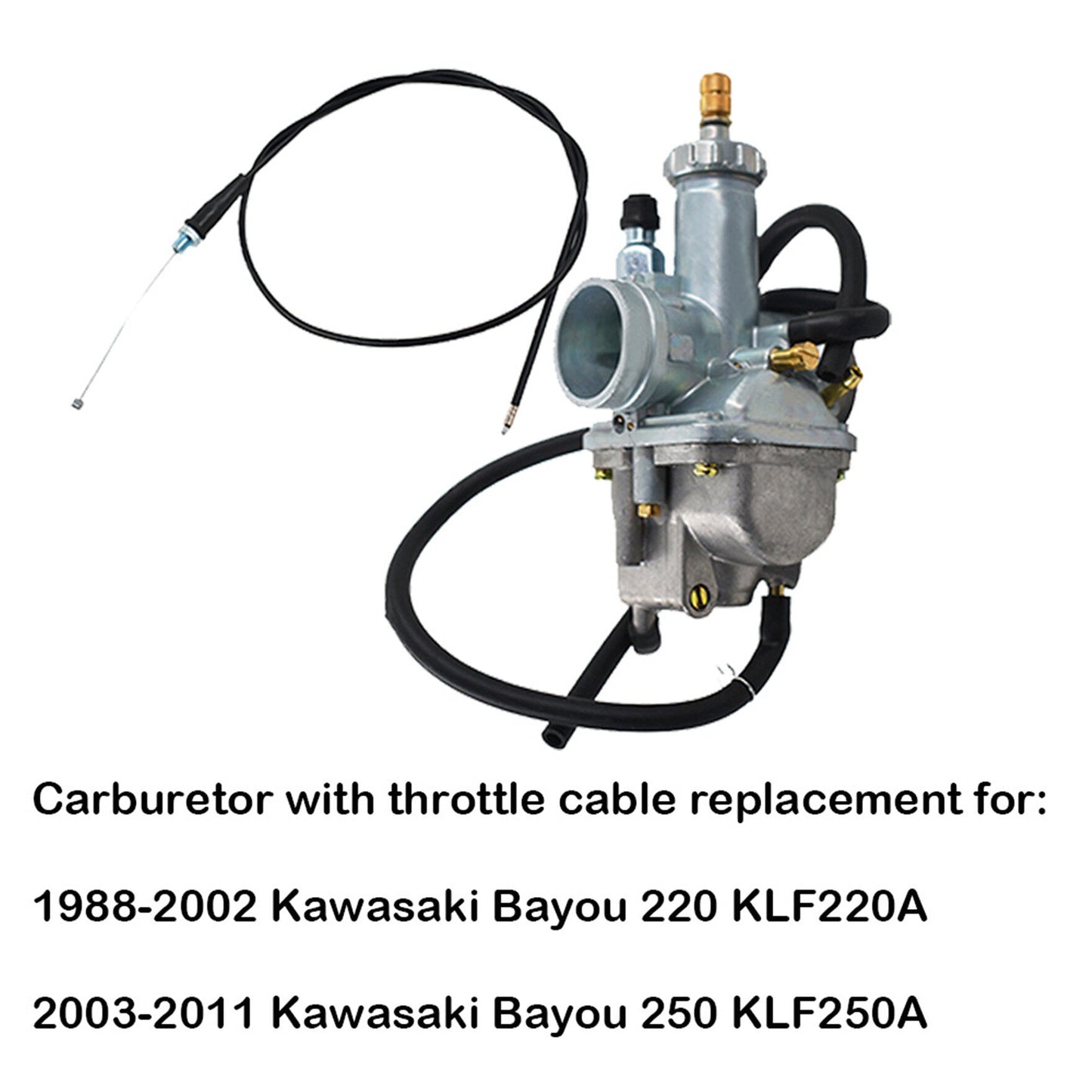 Carburetor Carb with Throttle Cable Fit for Kawasaki Bayou 220 1988-1998 Bayou 250 2003-2011