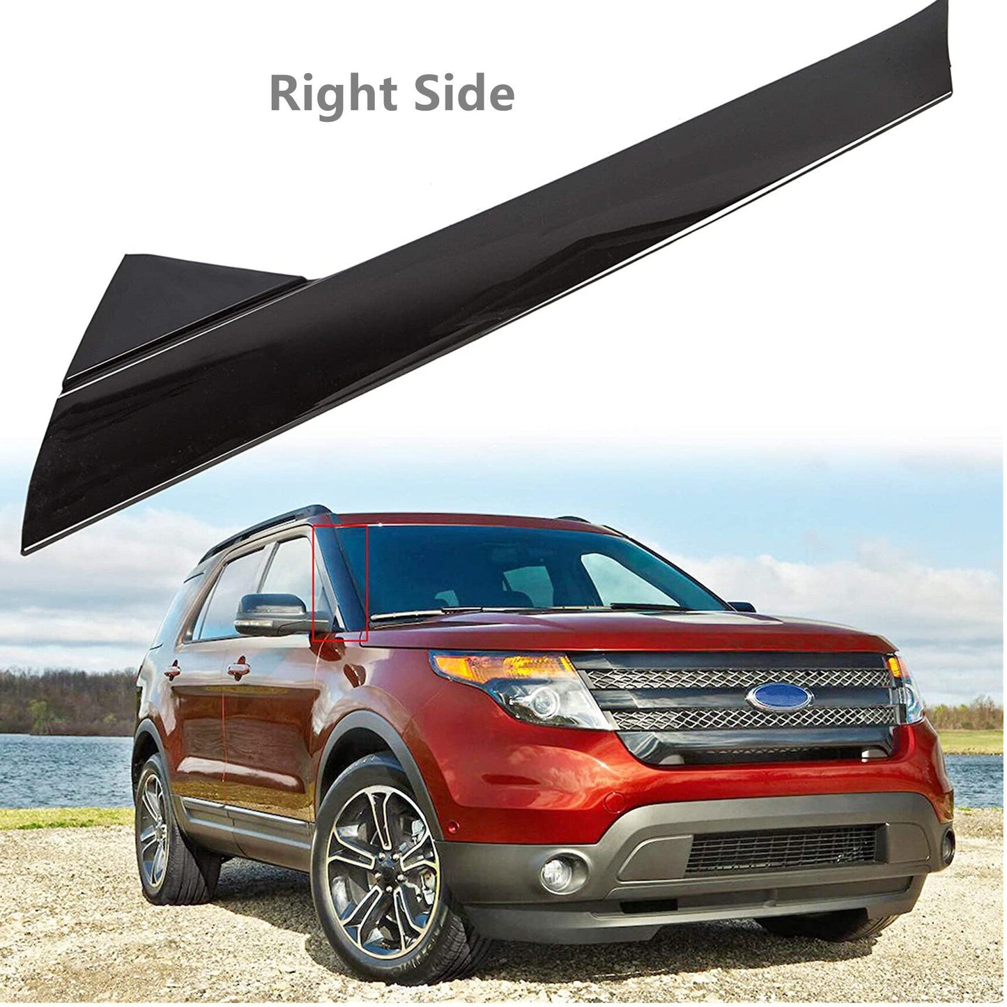 ALL-CARB Front Left and Right Side Windshield Outer Trim Molding Black Replacement for Explorer 2011-2019 BB5Z-7803145-AA BB5Z-7803137-AB BB5Z-7803146-AA BB5Z-7803138-AB