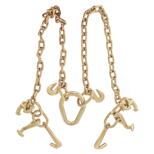 ALL-CARB G70 V-Chain Bridle w/RTJ Cluster Hooks & Grab Hooks, 36 Tow Chain 5400LBS Working Load