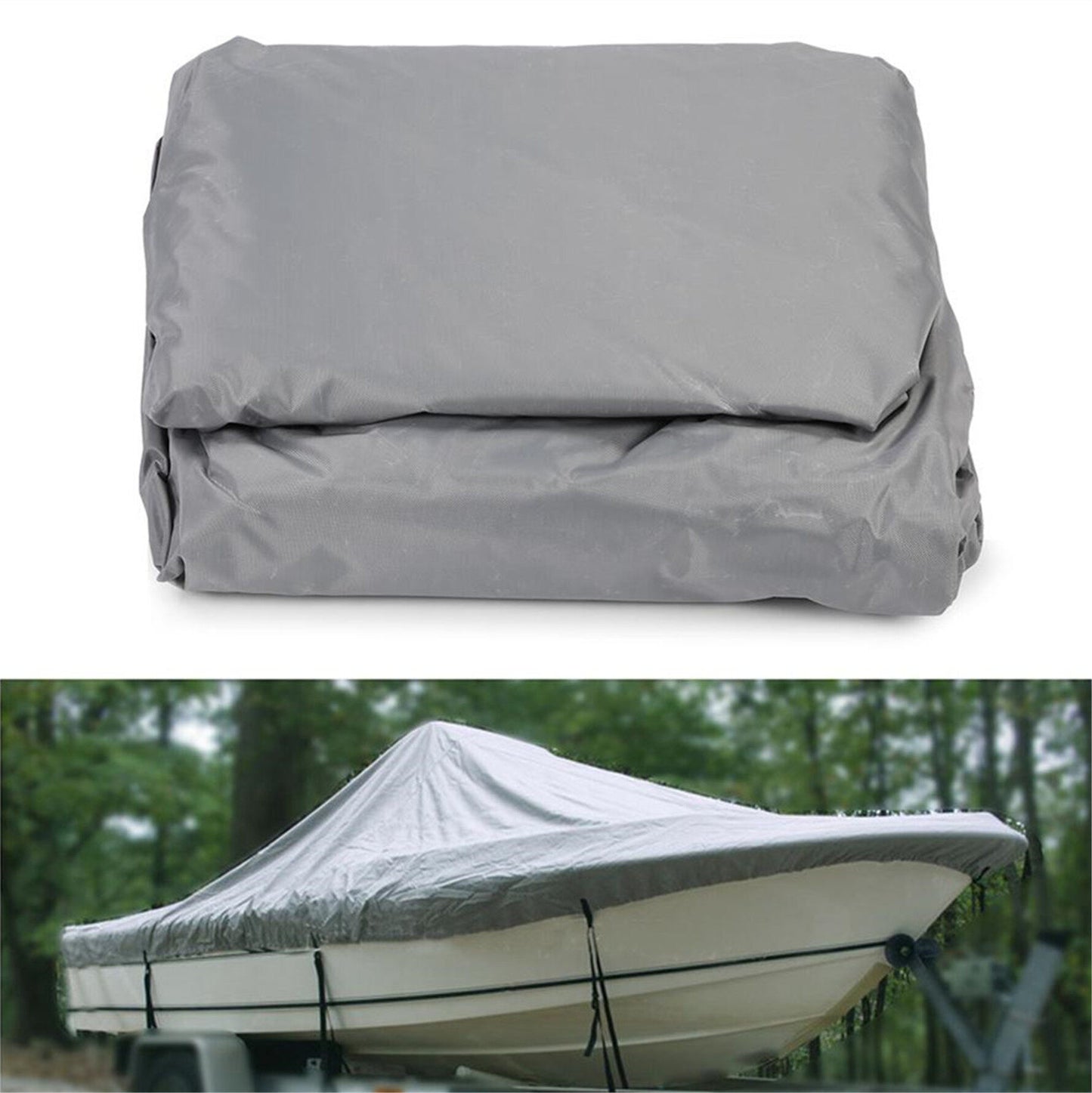 ALL-CARB 210D Heavy Duty Trailerable Boat Cover Marine Grade Polyester Boat Cover Replacement for V-Hull Fishing Boat Tri-Hull Bass Boats Pro-Style Cover
