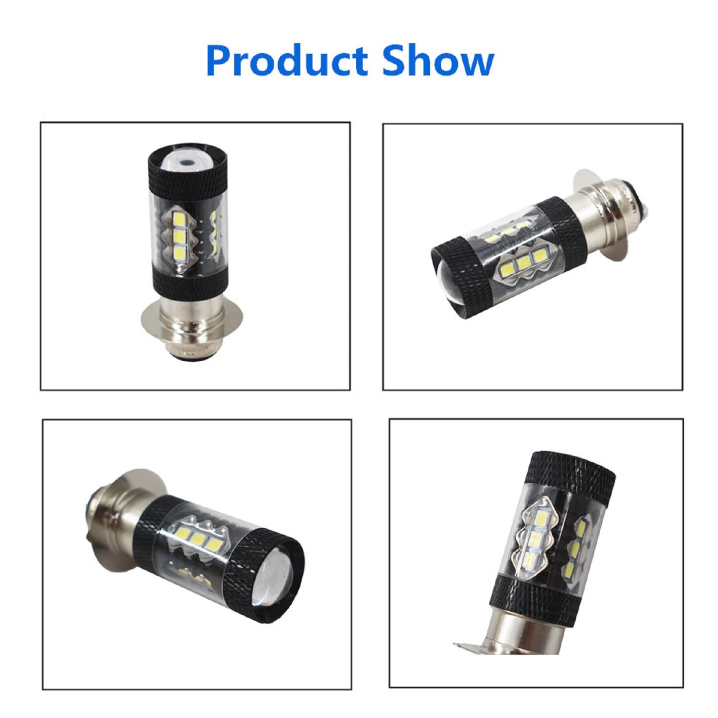 ALL-CARB 2 LED Headlight Bulbs 80W White LED Motorcycle Fog DRL Dual Light Bulb Replacement for Honda Kawasaki Suzuki Yamaha