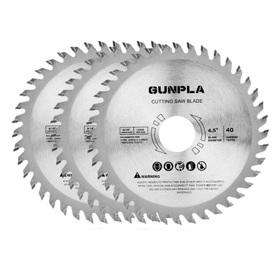 ALL-CARB 4-1/2 Inch Circular Saw Blade with 7/8 Inch Arbor 40 Teeth Alloy Steel Hard Soft Wood Cutting Saw Blade 3 Pieces