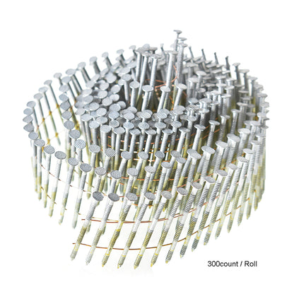 ALL-CARB 2-1/2-Inch x .092-Inch Siding Nails 15-Degree Collated Wire Coil Full RoundHead Ring Shank Hot-Dipped Galvanized 3600 Count for Rough Nailing of Lathing and Sheathing Materials