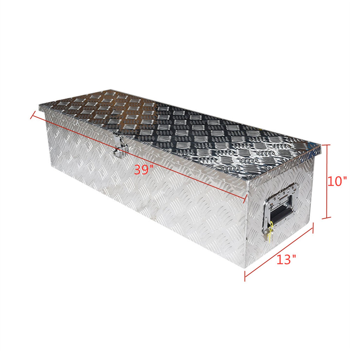 ALL-CARB 39 Inch Trailer Tongue Tool Box Aluminum Heavy Duty Truck Pickup Underbody Underbed Storage Organizer 5 Bar Tread Tool Box w/Lock & Keys Siver