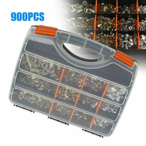 ALL-CARB 900 Pcs Rivet Nuts Kit Metric Zinc Steel, Stainless Steel, Aluminum Threaded Rivetnut Insert Nutsert Rivet Nuts Assortment Kit Including M3 M4 M5 M6 M8 M10