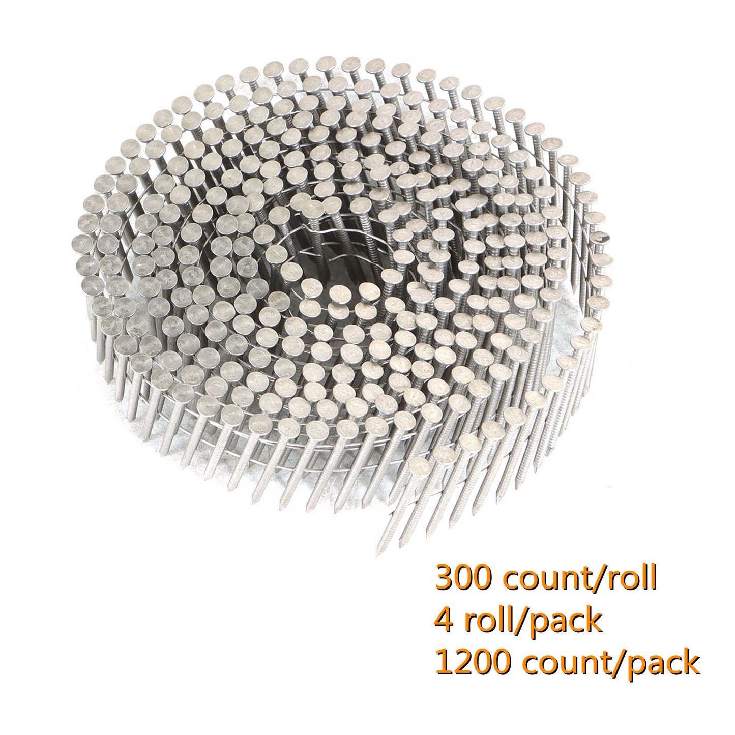 ALL-CARB 1200 Count 1-1/2-Inch x .090-Inch 15-Degree Ring Shank Stainless Steel Siding Nails Collated Wire Coil Siding Nails for Cement Board Siding or Fencing