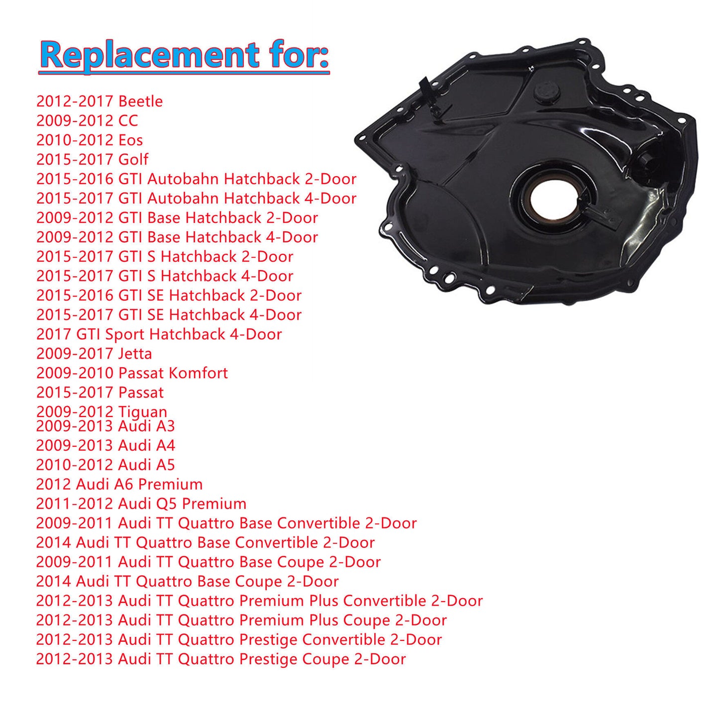 ALL-CARB Engine Timing Cover 06K109210AJ Replacement for Audi A3 A4 A5 TT beetle Jetta Passat
