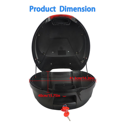 ALL-CARB Black Motorcycle Rear Top Box Tail Trunk Luggage Storage Case Tour Tail Scooter Trunk Luggage Storage Carrier Case 32L Extremely Spacious Heavy-Duty Locking with 2 Keys