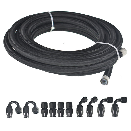 ALL-CARB 6AN 20FT Black Nylon Teflon Fuel Line Hose Kit E85 Oil Line Hose with 10PCS Swivel Fuel Hose Fitting Adapter