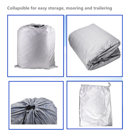 ALL-CARB Heavy Duty PEVA Waterproof Boat Cover 14-16ft long 90 Beam Width Replacement for V-Hull Fishing Boat V-Hull Tri-Hull Runabout Bass Boat Fish Ski Pro-Style Bass Boat Gray