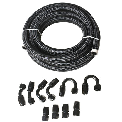 ALL-CARB Nylon Stainless Steel Braided Fuel Line 10AN 20FT with 10PCS Fuel Line Adapter Kit