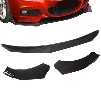 ALL-CARB Universal Black Carbon Fiber Look Front Bumper Lip Diffuser Splitter Spoiler 3 Pieces Body Kit