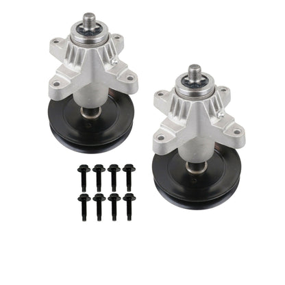 2 Set Spindle Assembly 61804608A with Pulley Replacement for MTD Oregon 918-0671B 918-04608A