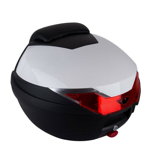 ALL-CARB Motorcycle Tour Tail Box Scooter Trunk Luggage Top Lock Storage Carrier Case with Soft Backrest and Quick Release System 32L Capacity