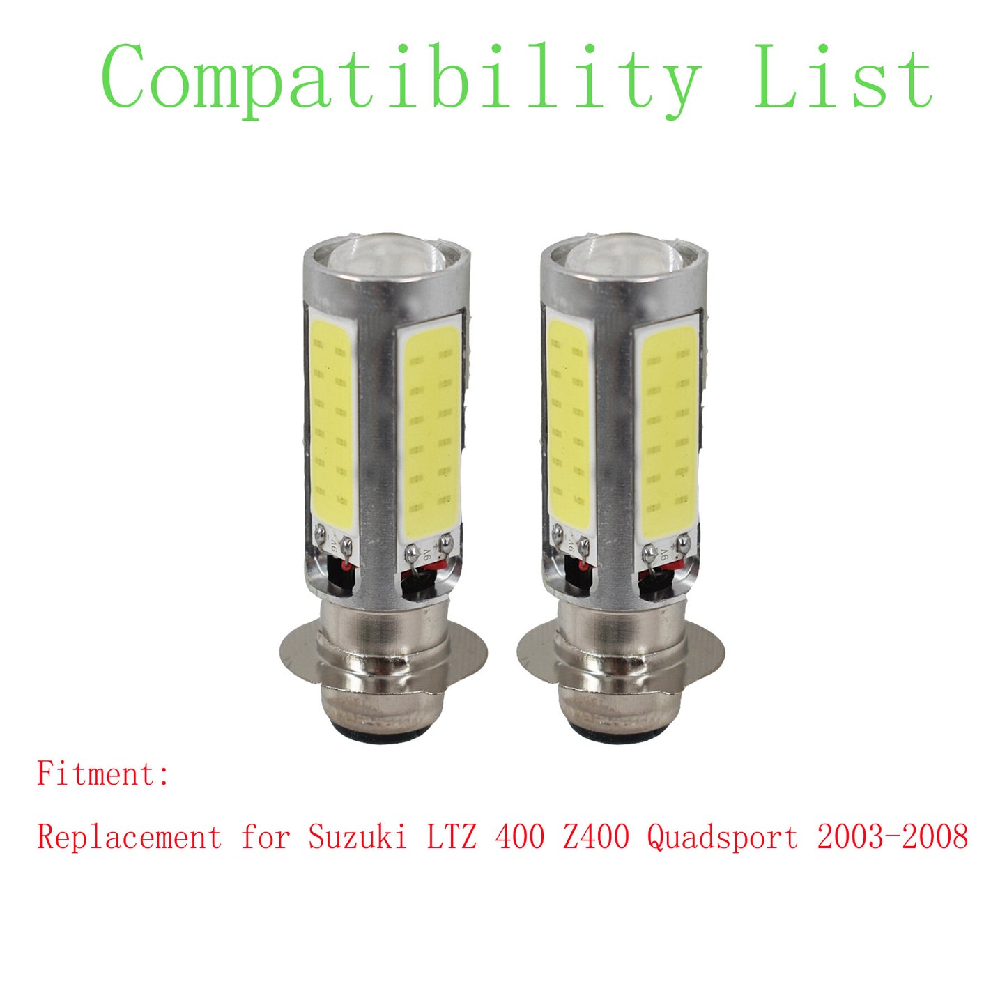 ALL-CARB 2 H6M LED Headlight Lamp Replacement for Suzuki LTZ 400 Z400 QUADSPORT 2003-2008