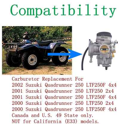 ALL-CARB Carburetor with Fuel Filter Replacement for 2000 Suzuki LT-F250 LTF250 Quadrunner 250 2x4 4x4 2001 2002 Carb