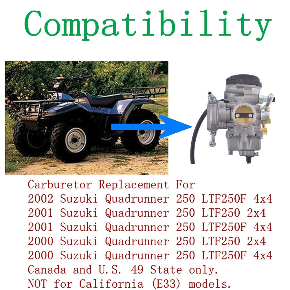 ALL-CARB Carburetor with Fuel Filter Replacement for 2000 Suzuki LT-F250 LTF250 Quadrunner 250 2x4 4x4 2001 2002 Carb