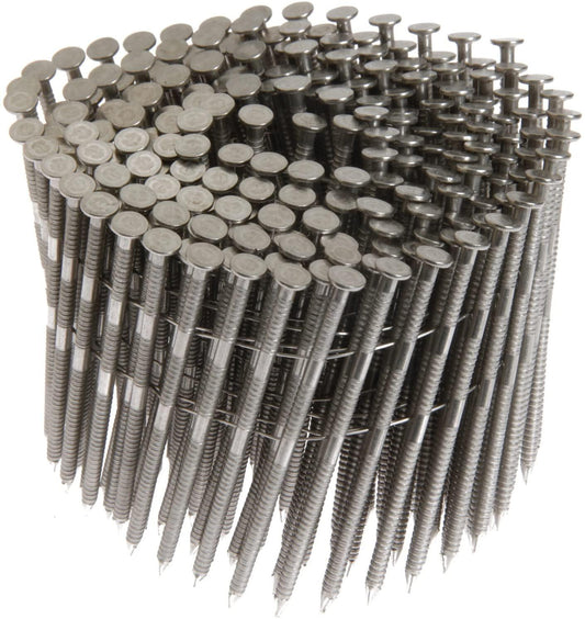 ALL-CARB 3600 Count 2-Inch x .090-Inch 15-Degree Ring Shank Stainless Steel Siding Nails Collated Wire Coil Siding Nails for Cement Board Siding or Fencing