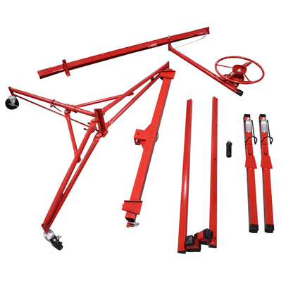 ALL-CARB 16FT Drywall Lift Rolling Panel Hoist Jack Lifter Construction Caster Wheels Lockable Tool Red