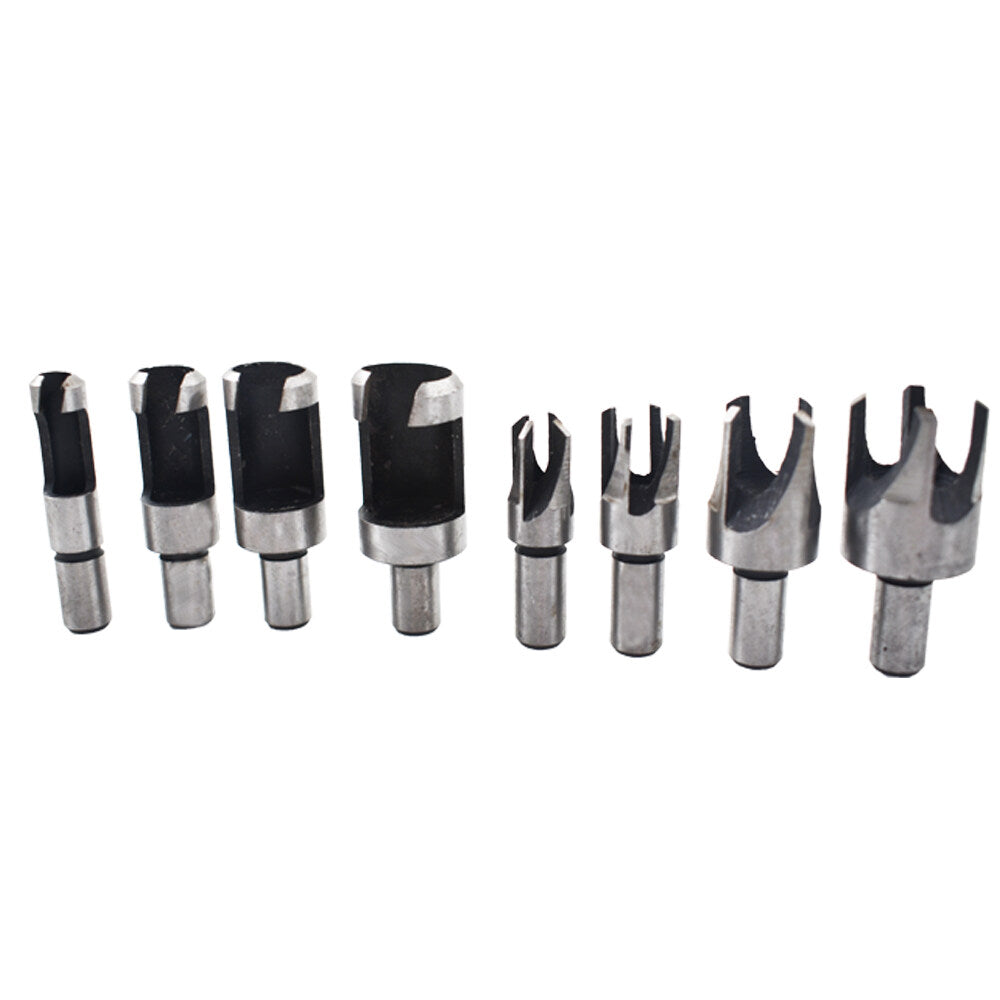 ALL-CARB 8Pcs Wood Plug Cutter Carbon Steel Straight and Taper Claw Drill Bit Set Fit for Woodworking Hole Saw Cutting 5/8 1/2 3/8 1/4