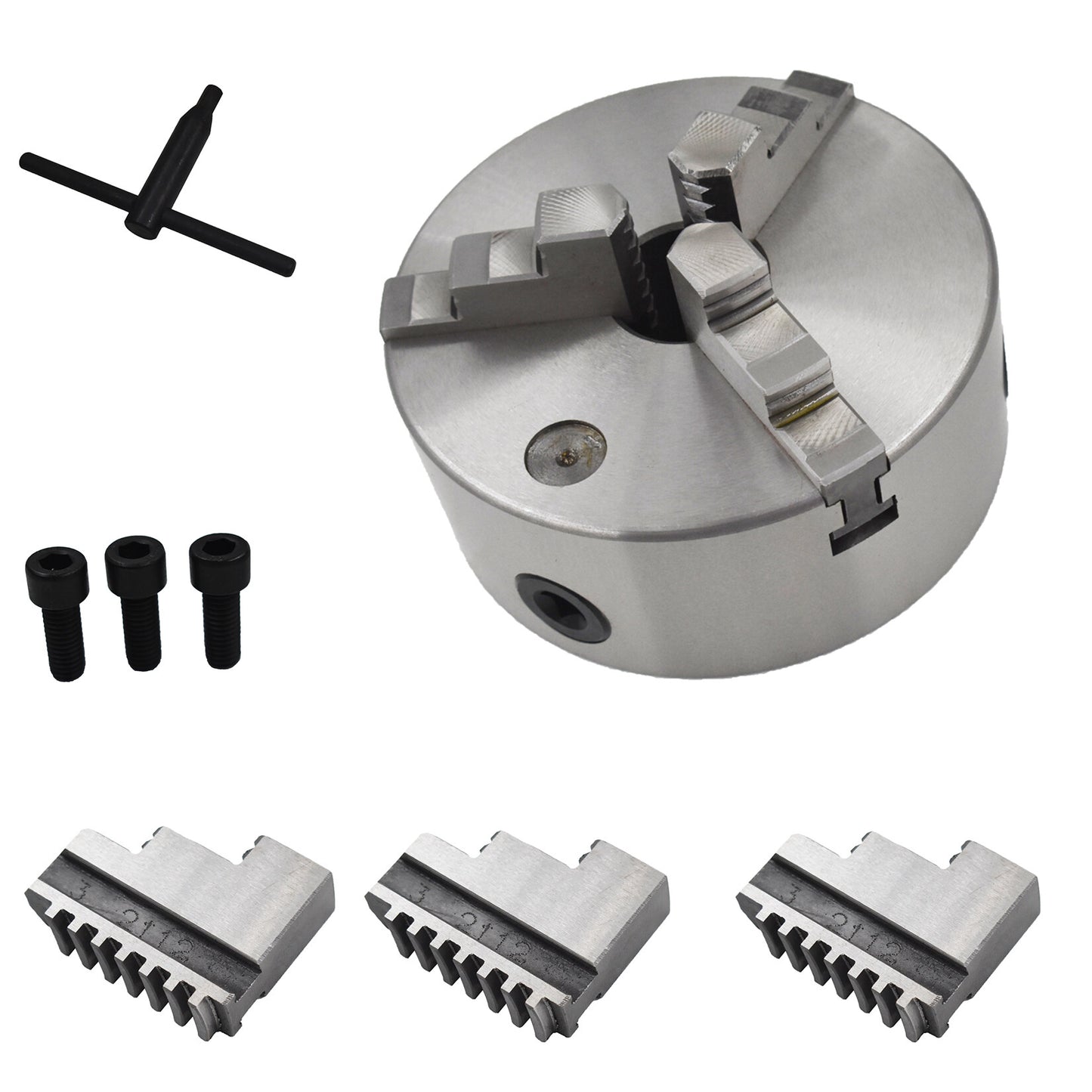 ALL-CARB K11-160 3-Jaw Self Centering Chuck 160mm (6.3 Inch) Total 2 Set of Jaws Fit for CNC Machine Tools