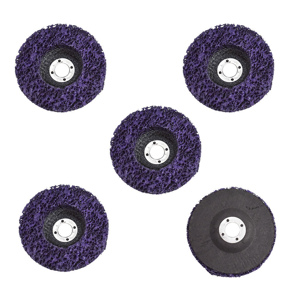 ALL-CARB 5Pcs 4 Inch x 5/8 Inch Purple Easy Clean and Strip Discs Wheel Fit for Wood Metal Fiberglass Surface Preparation Conditioning and Finishing