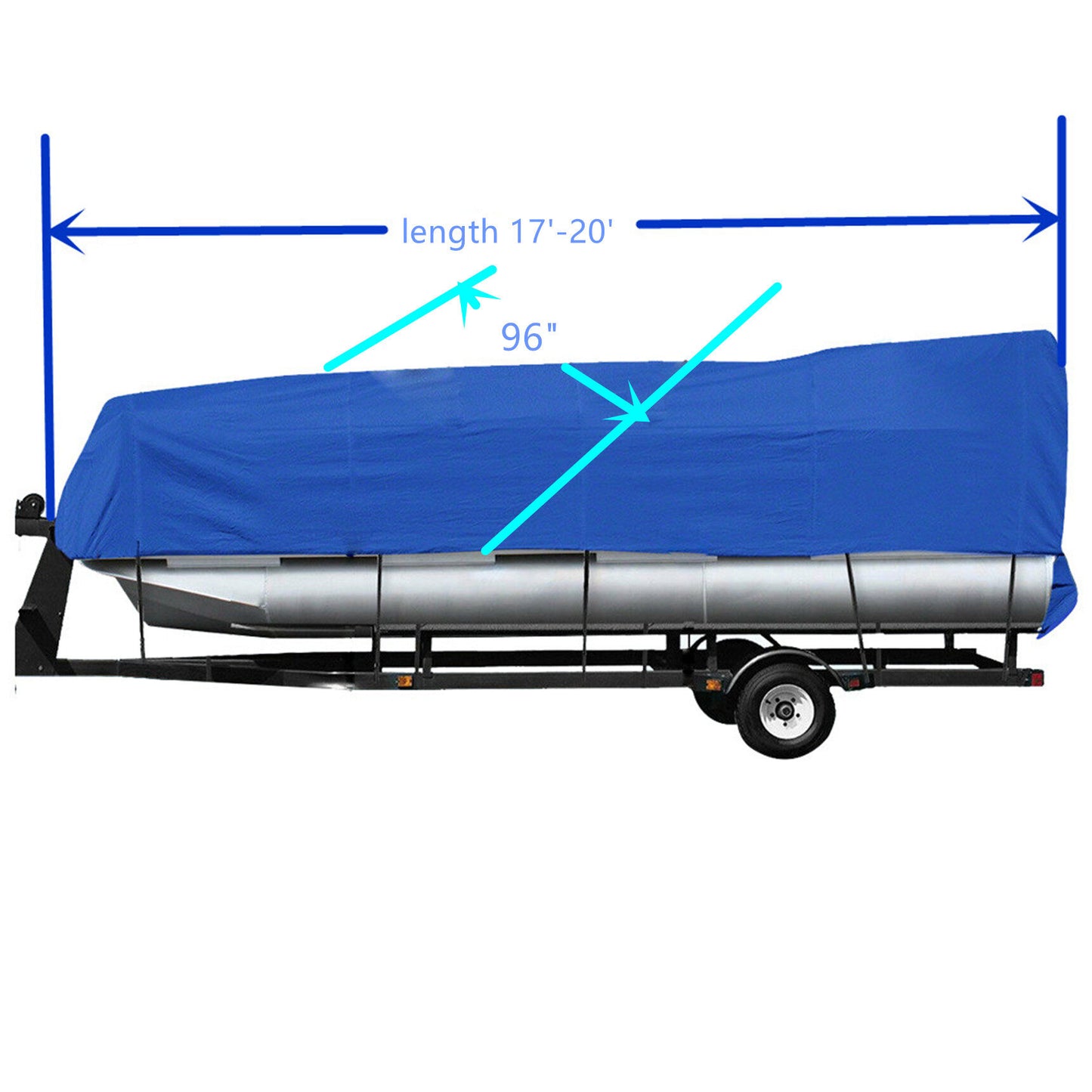 ALL-CARB 17-20Ft Boat Cover Marine Grade PEVA Heavy Duty Rain Snow Resistant Protection Beam width up to 96 Blue