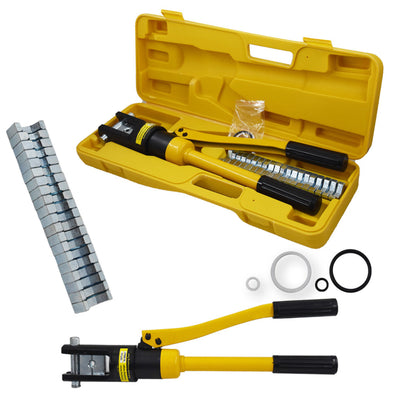 16 Ton Hydraulic Cable Lug Terminal Crimper Wire Crimping Tool with 11 Dies for Crimping Wires and Butt Connectors