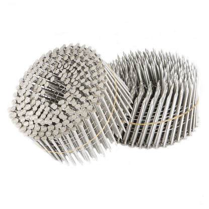 3600 Count 2-1/2 Inch x .090-Inch 15-Degree Ring Shank 304 Stainless Steel Siding Nails Collated Wire Coil Siding Nails for Cement Board Siding or Fencing