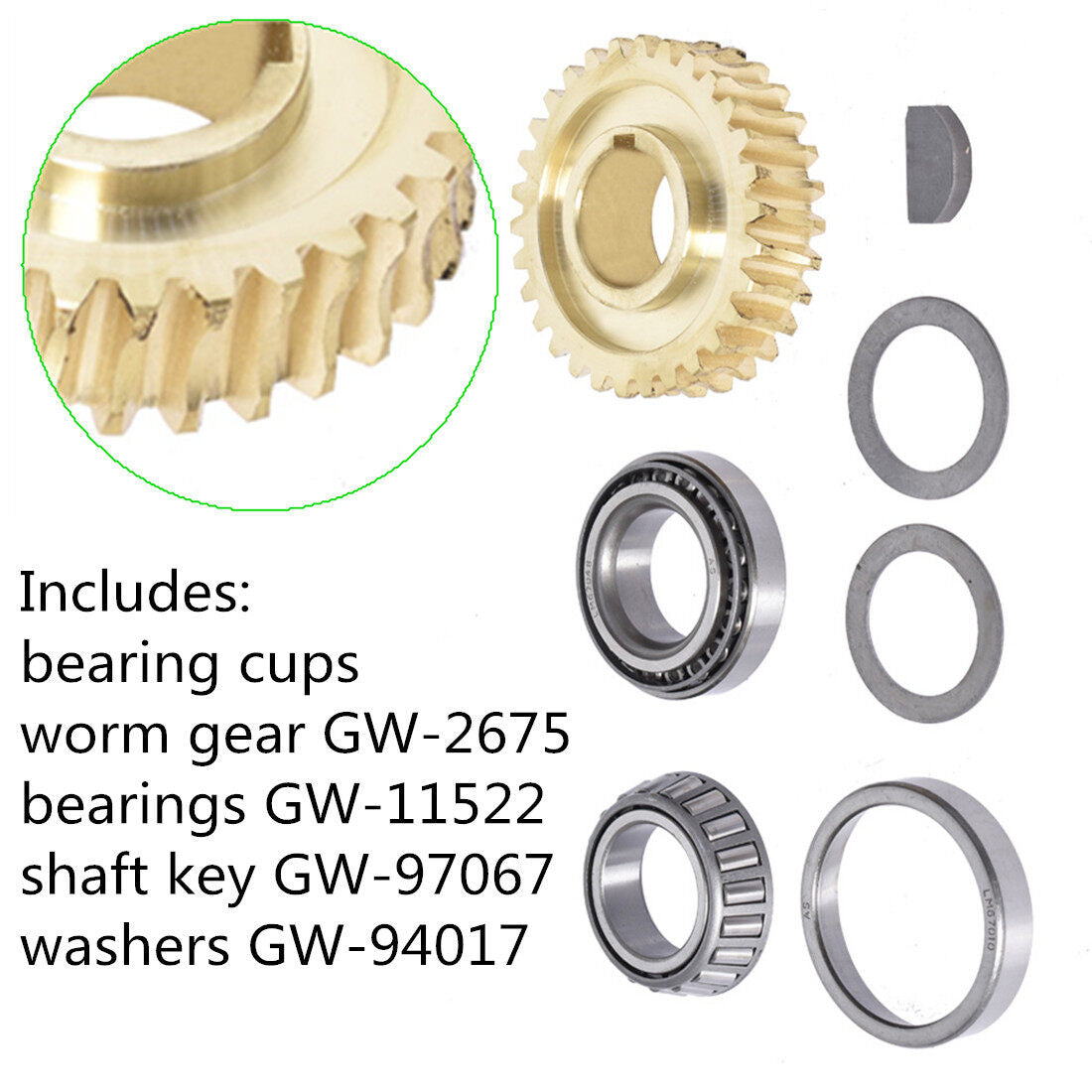 ALL-CARB Tine Shaft Gear Bearings Races Spacers Key Worm Gear Kit Replacement for Troybilt Horse Tiller GW-11527