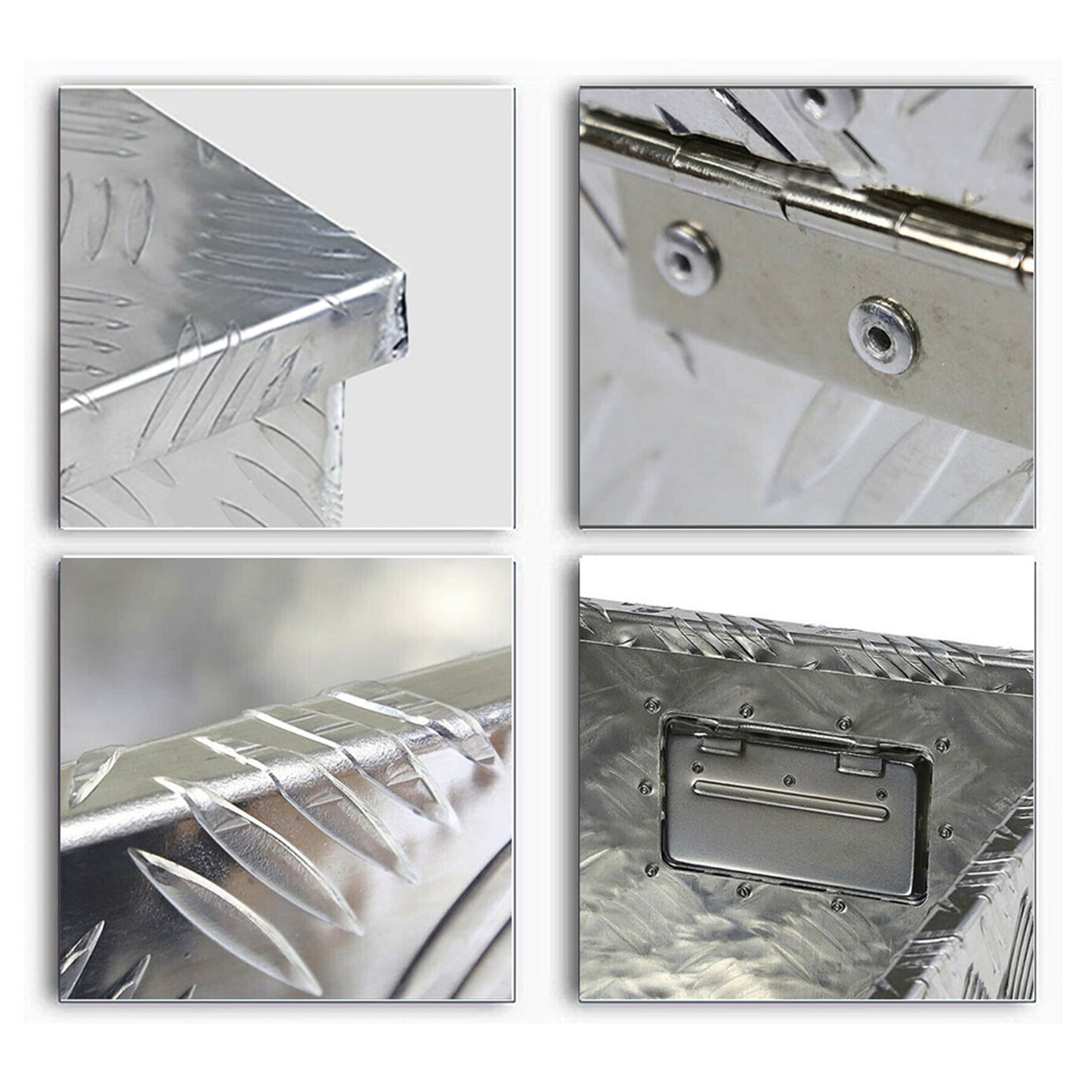 ALL-CARB 30 Inch Trailer Tongue Tool Box Aluminum Heavy Duty Truck Pickup Underbody Underbed Storage Organizer 5 Bar Tread Tool Box w/Lock & Keys Siver