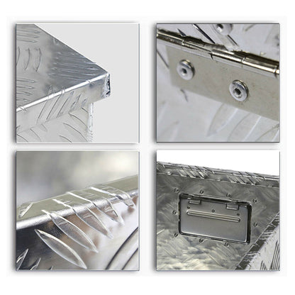 ALL-CARB 30 Inch Trailer Tongue Tool Box Aluminum Heavy Duty Truck Pickup Underbody Underbed Storage Organizer 5 Bar Tread Tool Box w/Lock & Keys Siver