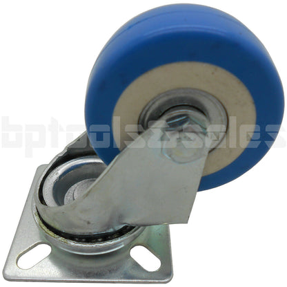 ALL-CARB 12 Pack 2 Swivel Caster Wheels Blue No Noise Swivel Casters Heavy Duty Plate Casters Without Brake