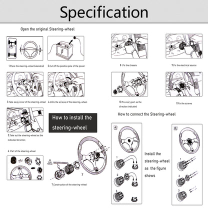ALL-CARB 13 inchs Carbon Fiber Steering Wheel Replacement for Yamaha EZGO Club Car