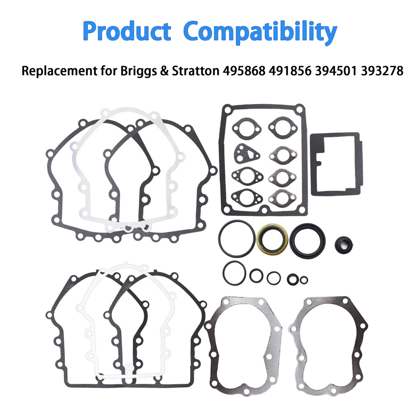 ALL-CARB Engine Gasket Kit Replacement for Briggs & Stratton 394501 393278 495868 491856