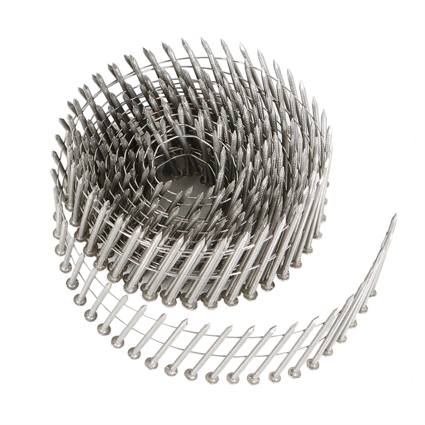 ALL-CARB 3600 Count 2-Inch x .090-Inch 15-Degree Ring Shank Stainless Steel Siding Nails Collated Wire Coil Siding Nails for Cement Board Siding or Fencing