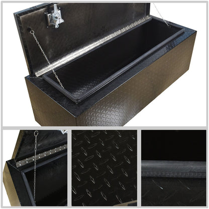 ALL-CARB 48 Inch Trailer Tongue Tool Box Aluminum Heavy Duty Truck Pickup Underbody Underbed Storage Organizer 5 Bar Tread Tool Box Weather Resistant Seal w/Lock & Keys Black