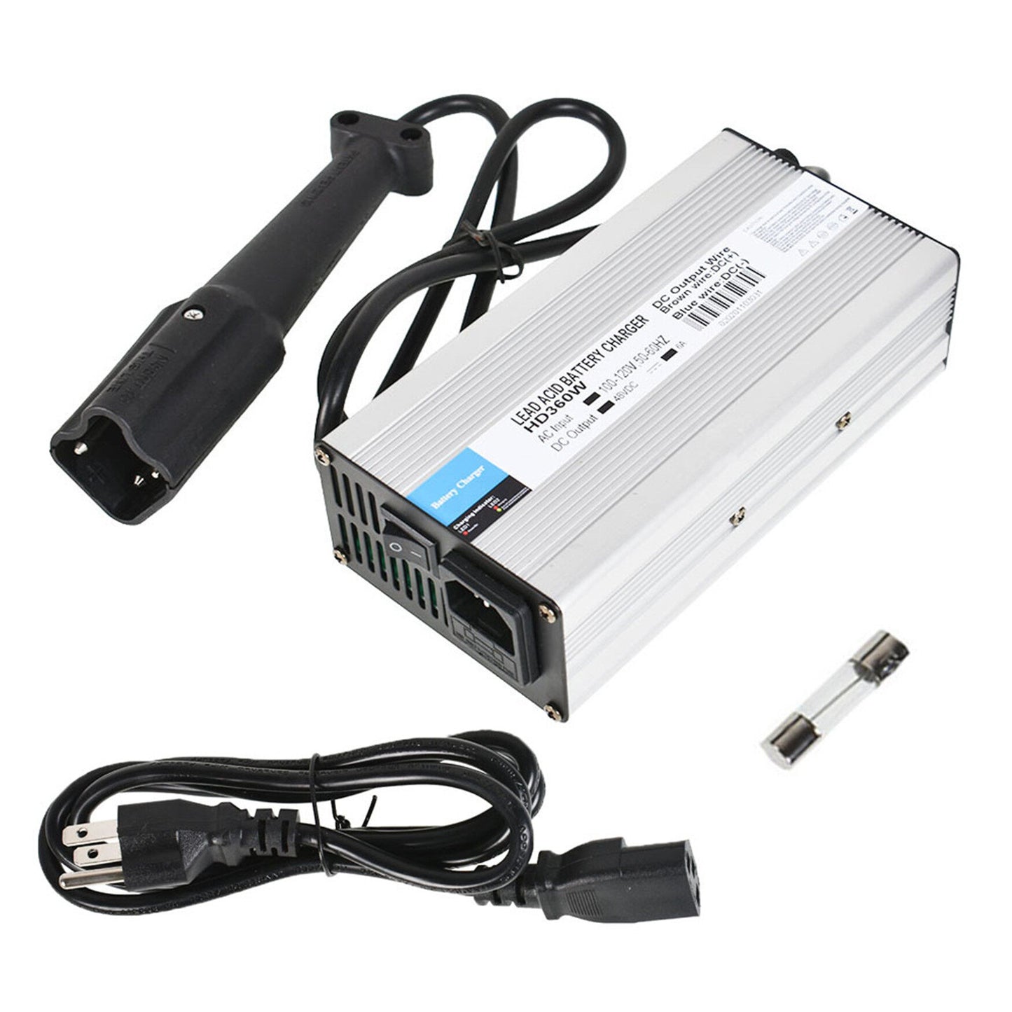 ALL-CARB 48V 6A Battery Charger with 3-Pin Plug Replacement for Yamaha 2007-Up