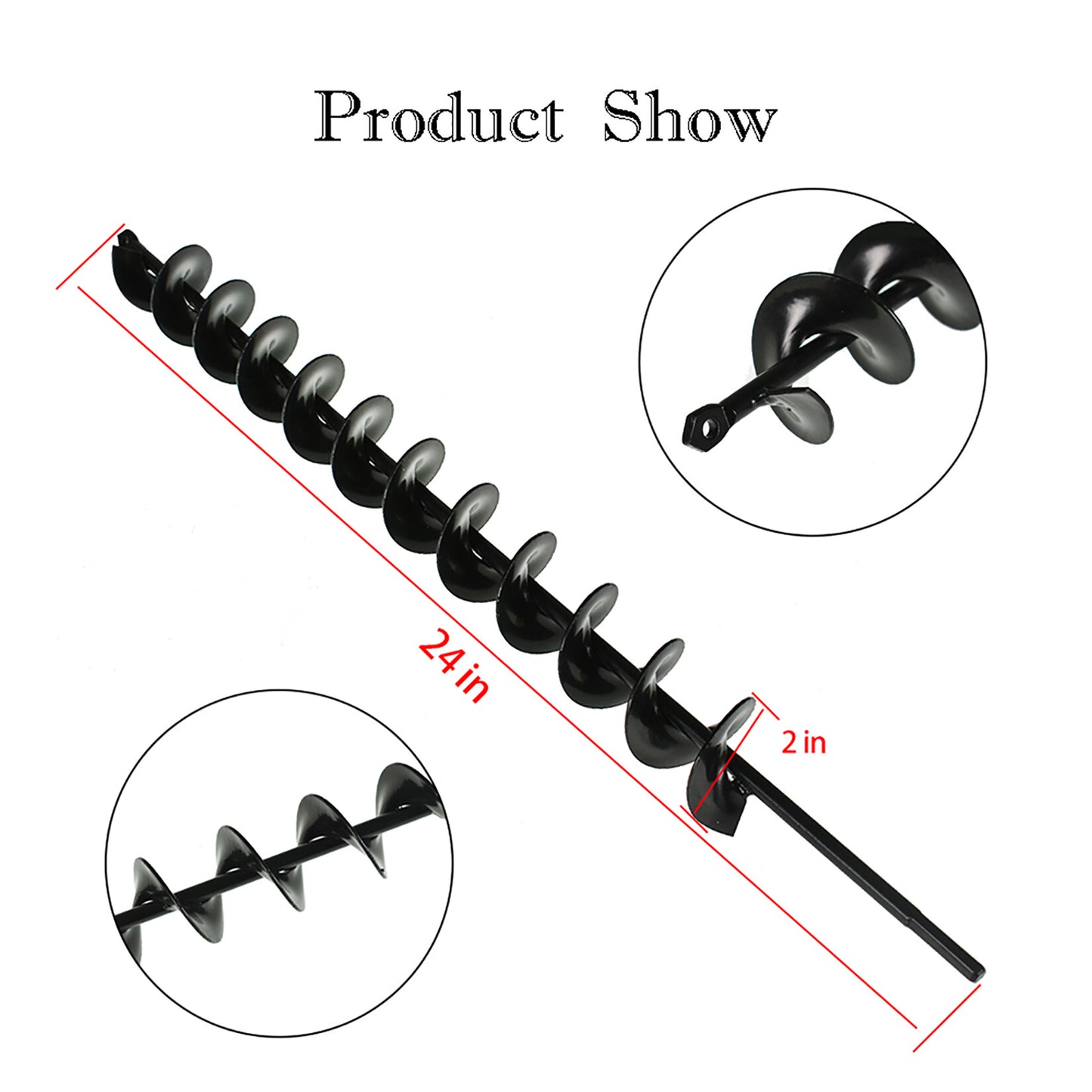 ALL-CARB Earth Auger Bit Auger Drill Bit 24 Inch Length 2 Inch Width Repid Planter, Yard Gardening Planting Bulbs Auger, Post or Umbrella Hole Digger for 3/8 Inch Hex Drive Drill