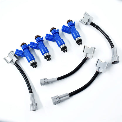 ALL-CARB 16450-RWC-A01 Fuel Injectors 410cc with Plug Play Adapters Replacement for Honda Civic Acura Integra Acura RSX 4PCS