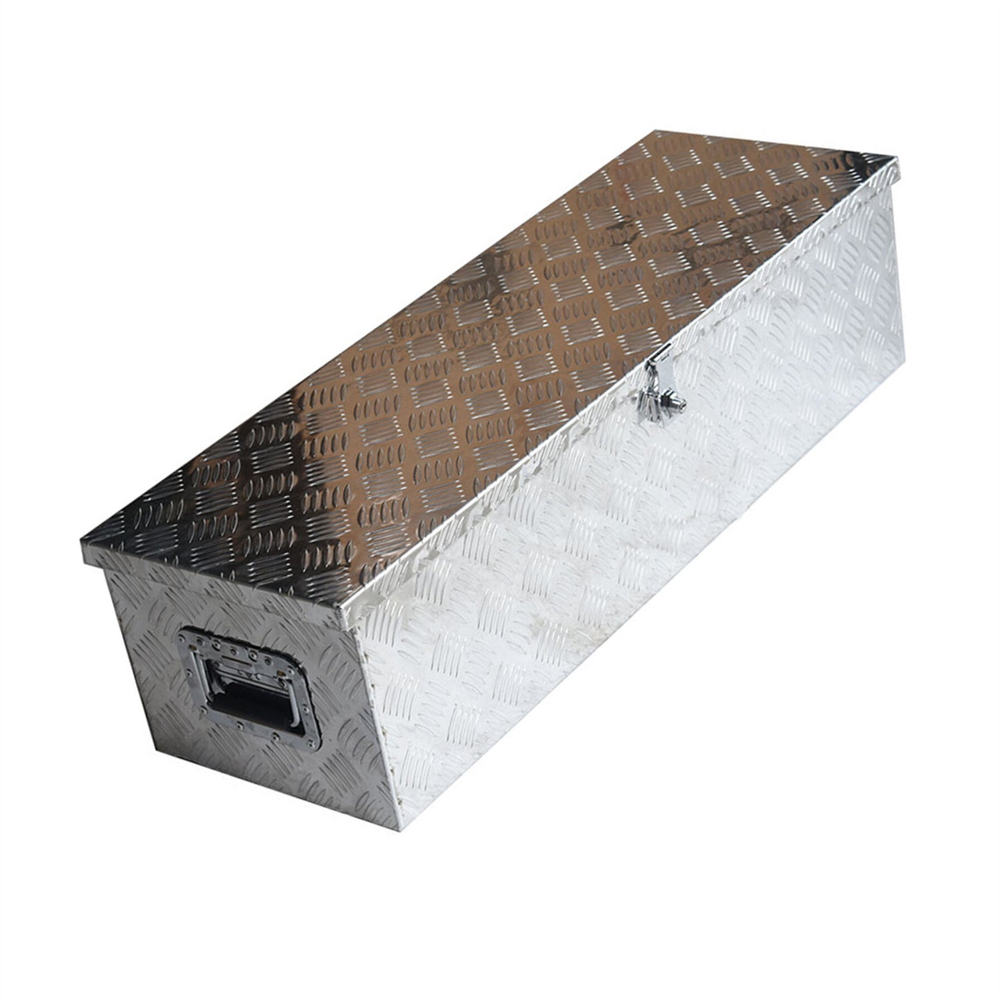 ALL-CARB 39 Inch Trailer Tongue Tool Box Aluminum Heavy Duty Truck Pickup Underbody Underbed Storage Organizer 5 Bar Tread Tool Box w/Lock & Keys Siver