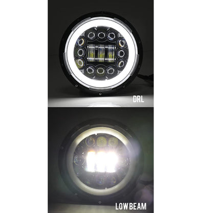 ALL-CARB 7 Inch Led Headlights Halo Motorcycle Headlights with Aperture Replacement for JK TJ LJ CJ