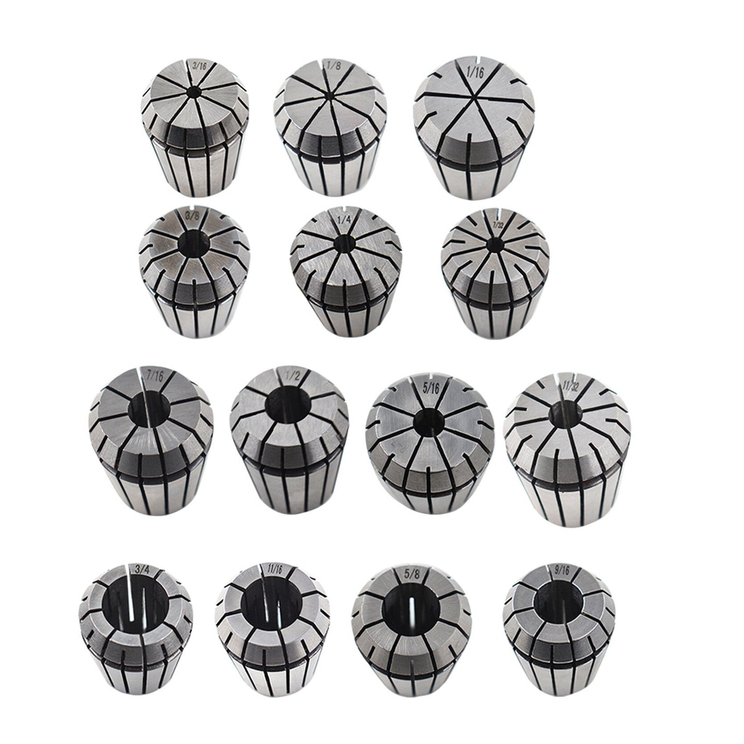 ALL-CARB 14Pcs ER32 Spring Collet Set 1/16 - 3/4 Inch for CNC Milling Lathe Tool and Engraving Machine Carbon Steel