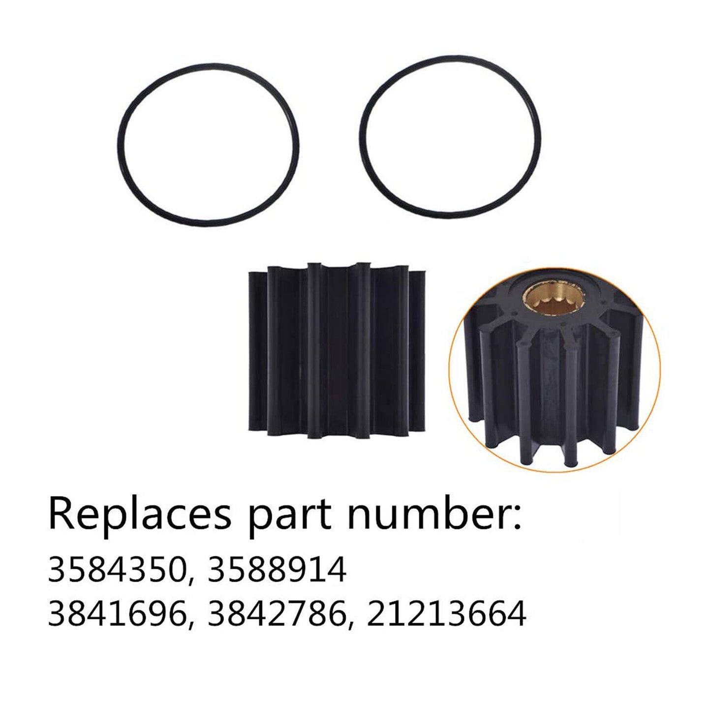 ALL-CARB Impeller Repair Kit Raw Sea Water Pump Service Replacement for Volvo Penta 21213664 3584350 3588914 3841696 3842786