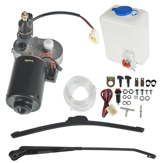 ALL-CARB Electric Motor Universal Windshield Wiper Kit with Windshield Washer Pump Kit Compatible with Golf Cart Replacement for Polaris Ranger RZR 900 1000 Can Am X3